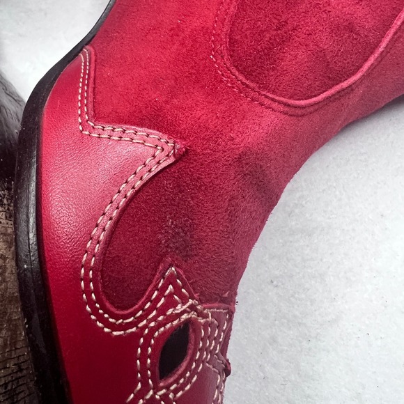 Antonio Melani Red Suede Leather Western Ankle Boots Women's 9 M Kitten Heel - Picture 7 of 15